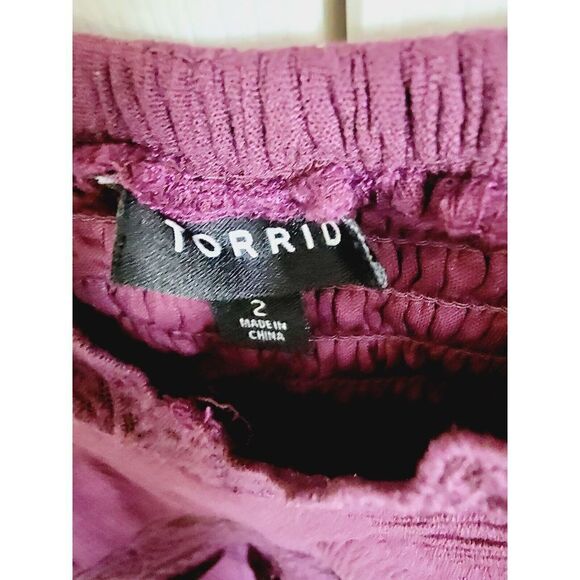 Torrid 2 Cami‎ Top Purple Babydoll Sleeveless Lined Chest Lace Waist & Neckline - Picture 5 of 9